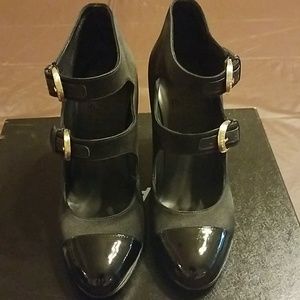 Chanel classic black strappy high ankle chucky hee